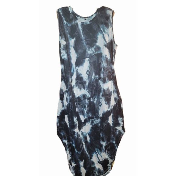 Maxi Tie Dye blue dress swimsuit cover extra large hippie boho soft long dress - Picture 1 of 3